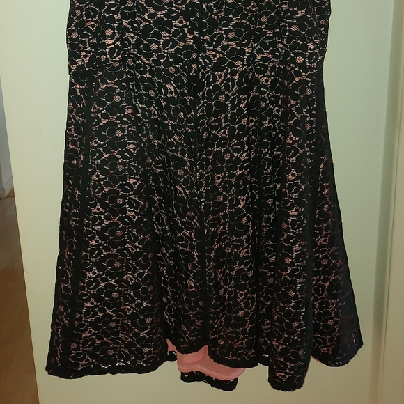 New Noir Lace Black & Pink Flare Dress - Picture 8 of 10